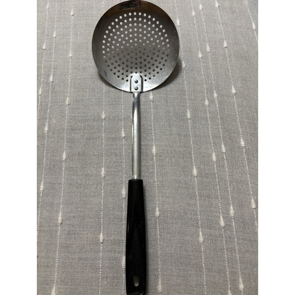 Vintage EKCO USA Wok Strainer, Chromium plated, Black Handle 13"
